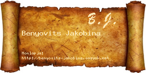 Benyovits Jakobina névjegykártya